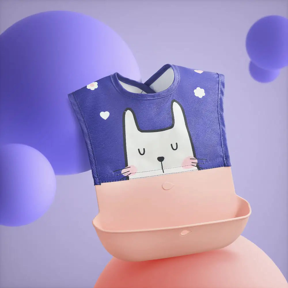Silicone Baby Bib with Waterproof Rice Pocket