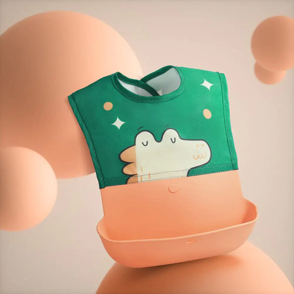 Silicone Baby Bib with Waterproof Rice Pocket